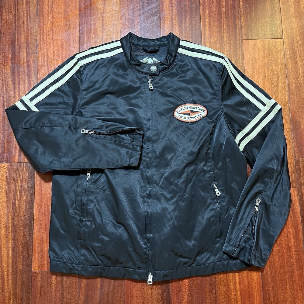 Vintage Harley Davidson Jacket Womens 1W Large Moto Bomber Nylon Grunge Y2K
